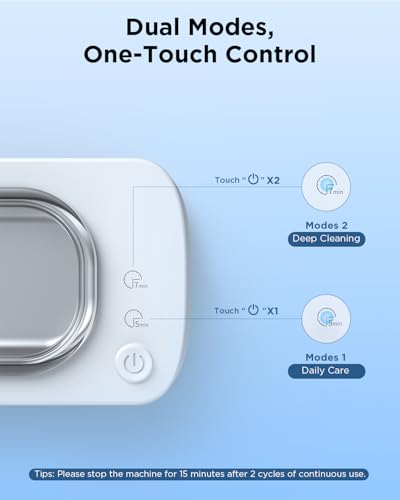 Image of Ultrasonic Jewelry Cleaner Machine: 48KHz Ultra Sonic Cleaner for Jewelry,Eyeglass,Rings,Watch Band,Dentures,with Dual Cleaning Modes,350ML 304 Stainless Steel Tank,Gift for Wife,Mom,Daughter