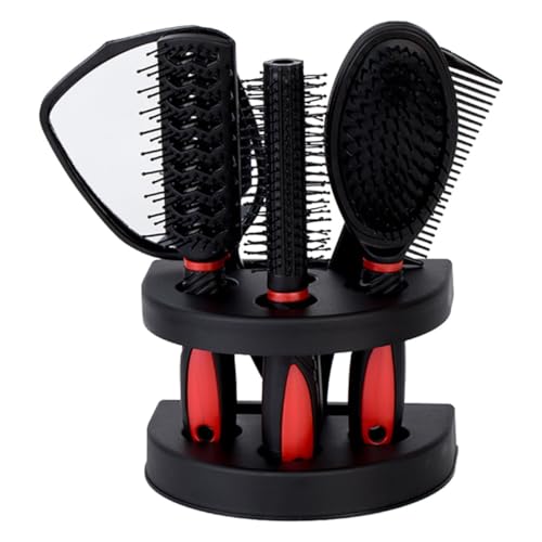 Peignes à cheveux bouclés antistatiques rouges avec miroir compact