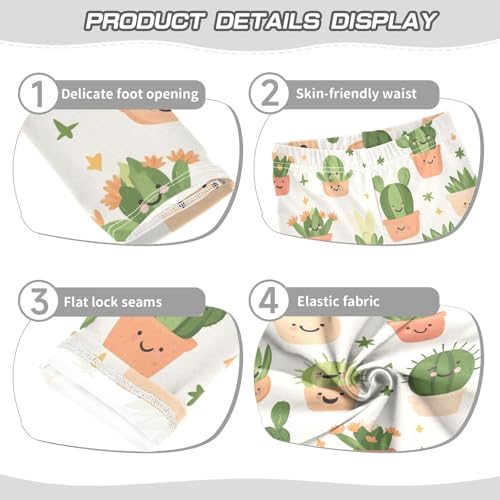 Kawaii Cacti Girls Leggings,Workout Leggings for Girls Toddler Athletic Legging Size for 3-10T3