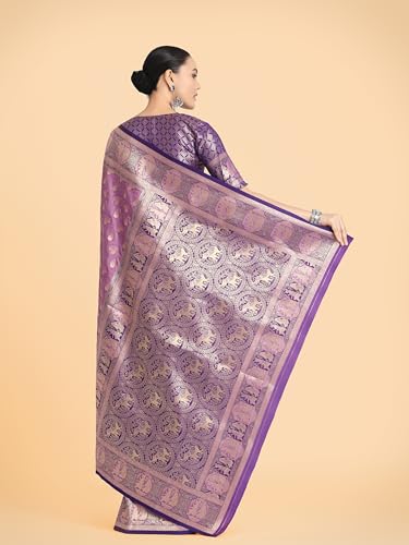 Monjolika Fashion lavender banarasi silk saree in soft silk – image 3