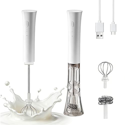 Wendict Espumador de Leche, 5000-7000rpm No se Necesitan Palos de Leche Espumosa de Mano Batidora de Leche Espuma Electrico, Portabilidad Espumadera de Leche para Cappuccino