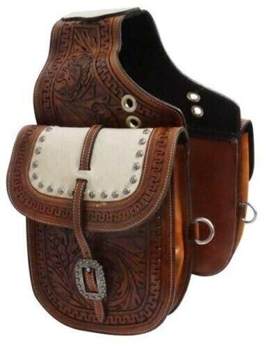 Western Horse Leather Saddle Bag Heavy Duty Traditional Trail Ride | Saddle Bag | Horse Saddle Bag | Western Saddle Bag | Leather Saddle Bags for Horses (Color-08)