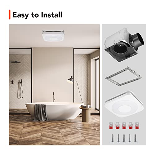 Orein Bathroom Exhaust Fan With Light, 40W Bathroom Fan With Humidity Sensor, 160 Cfm 1.0 Sones Bathroom Vent Fan With Light For Home, 1500Lm Led Light 3000K/4000K/5000K Selectable & Nightlight, White #TOP6