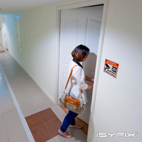 Isyfix Video Surveillance Sign Sticker - 2 Pack 10X7 Inch - Cctv Security Premium Self-Adhesive Reflective Vinyl, Laminated For Ultimate Uv Protection, Water & Fade Resistance, Indoor & Outdoor #TOP5