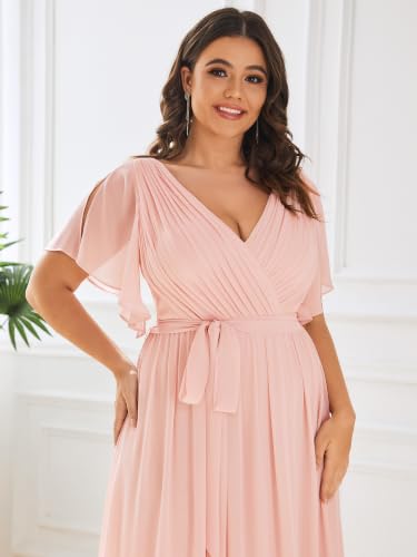 Image of Ever-Pretty Plus Women's Chiffon Maxi Plus Size Formal Bridesmaid Dresses