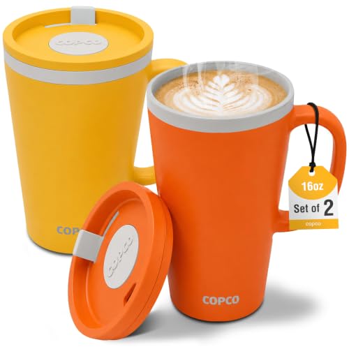 Copco Cone Desk Mug 16 Oz - Orange & Mustard, Set of 2