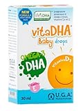U.G.A. Nutraceuticals VitaDHA Baby drops - 100 mg/ml de DHA Vegetal y Vitamina D3 de Lifes para Recién Nácidos (0-12 meses), Frasco de 30 ml