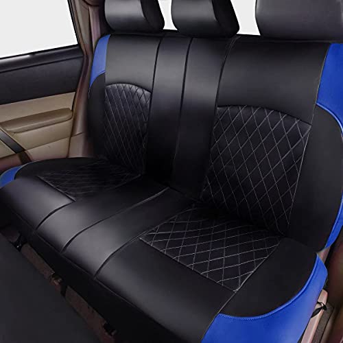 HORSE KINGDOM Universal Deluxe Pu Luxury Vinyl Faux Leather Car Seat Covers Full Set, Airbag Compatible, Breathable, Fit for Cars, Trucks, SUV (Black and Blue) by HORSE KINGDOM - Image 3