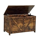 Kavonty Storage Chest, Storage Bench, Retro Toy Box Organizer with U-Shaped Cut-Out Pull, 29.5"L×15.