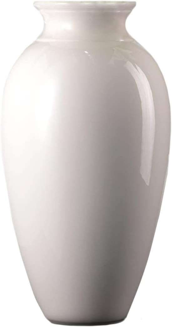 Serene Spaces Living Large White Ceramic Vase, Minimalism Style Decoration, Use as a Centerpiece for Mantel, Bedroom, Kitchen, Living Room, Office, Measures 13" Tall & 7.75" Diameter