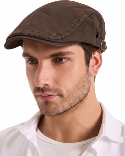 Image of ZLYC Men Cotton Flat Cap Summer Scally Newsboy Beret Driver Hat