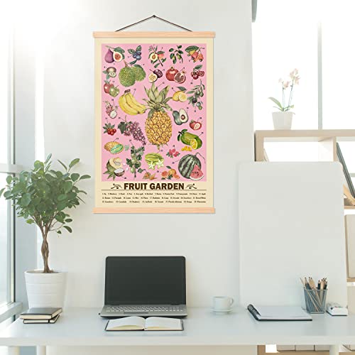 Sagueyu Retro Fruit Garden Poster Rustic Plants Science Reference Chart Vintage Canvas Print Craft For Home Kitchen Living Room Dining Room Bedroom Wall Art Decor With Wood Frame 16''X24'' #TOP4