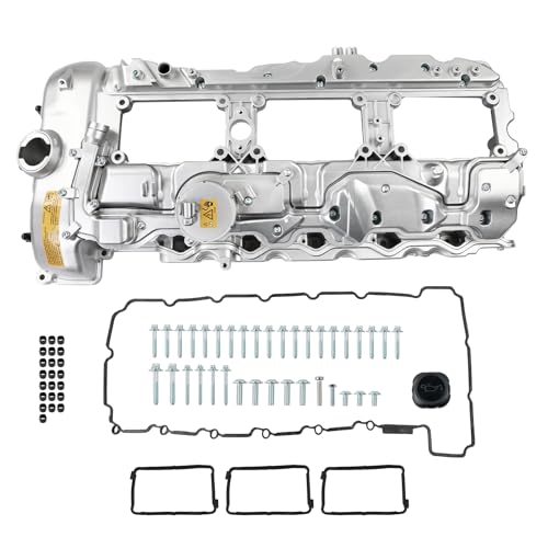 Image of WATERWICH N55 Aluminium Valve Cover Kit Compatible with BMW 2010-2017 335i 535i 530i 640i 435i 740i 740Li X1 X3 X4 X5 X6 Replacement for 11127570292