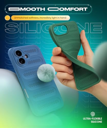 Image of WOW IMAGINE Ultimate Silicone Back Cover Case for iPhone 17 | Heat Dissipation Thin Soft TPU | 360 Camera Protection | Breathable Cooling Holes - Deep Blue