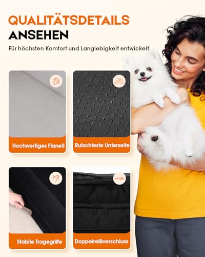 Upvilla Orthopädisches Hundebett XL, Hundekorb Waschbar mit Eierförmiger Kistenschaum，Wasserdicht Hundesofa mit rutschfeste Unterseite und Vierseitiges Kissen (Black, 117x76x19cm)