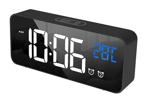 LOPASJNCS Rechargeable Digital LED Alarm Clock with Snooze Regulator Optional Sound Volume and Temperature Display On The Bedside of The Bedroom Can Be Adjusted,3(3)