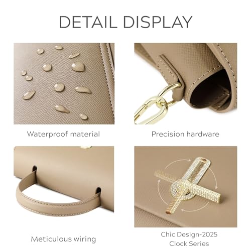 Small Satchel Bags for Women, Top Handle Handbag Crossbody Purse Shoulder Bags with Detachable Long Strap Clock Turn Lock3
