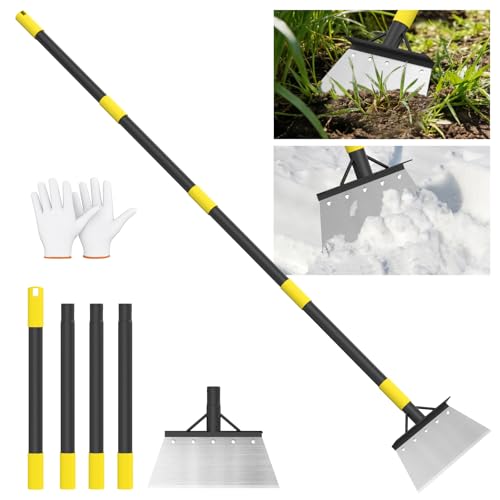 Ergohortus Unkraut Entferner Gerät 26 cm multifunktionale Gartenschaufel mit Griff Unkrautentfernungswerkzeug aus Edelstahl Schaberschaufel zum Jäten Schaben & Eisfreimachen