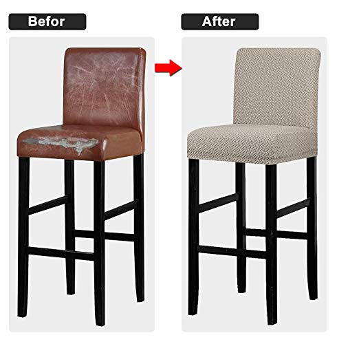 Lellen Reusable Pub Counter Stool Chair Covers Slipcover Stretch Removable Washable Dining Room Chair Covers Set Of 4 (2786-Khaki) #TOP4