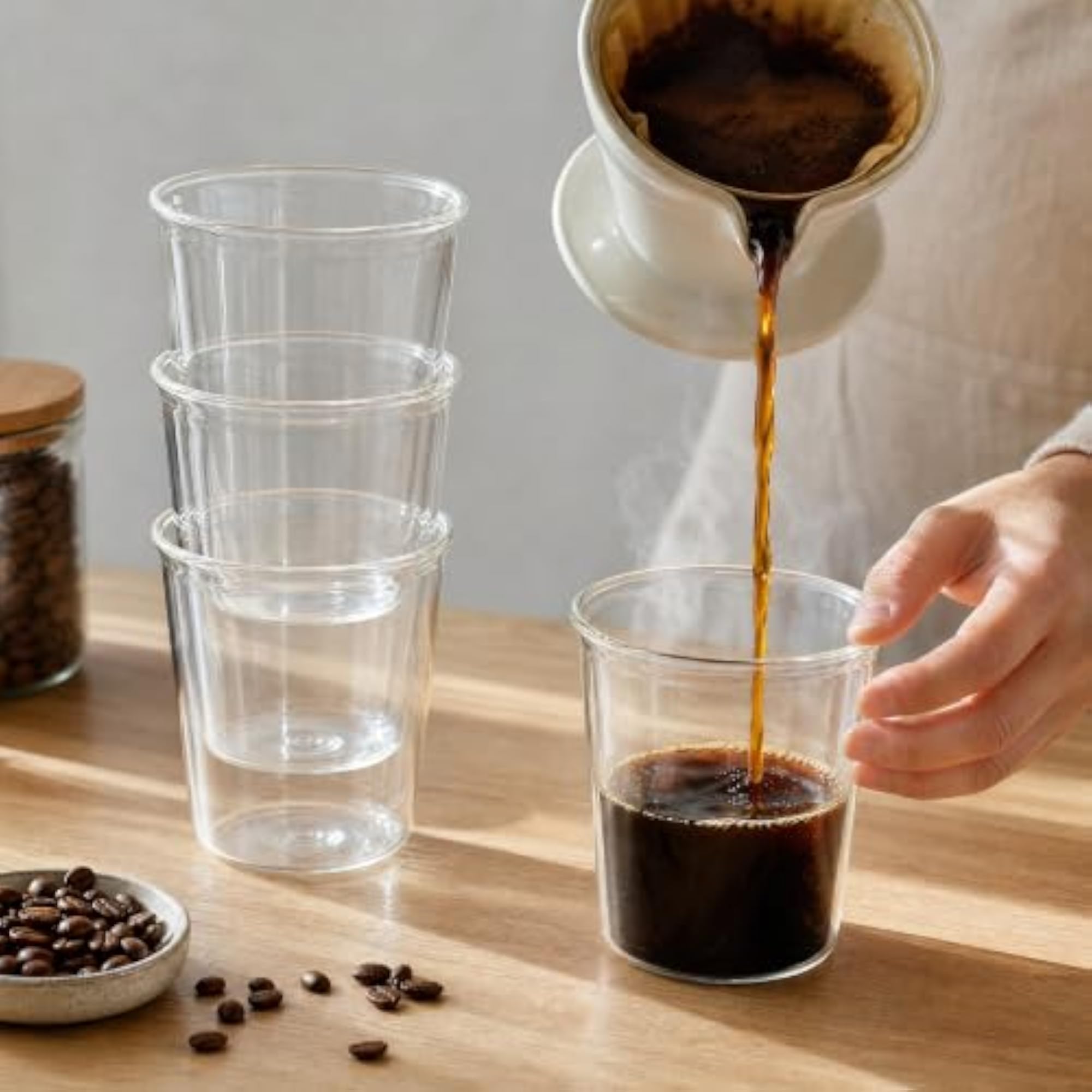 Clear Borosilicate Glass Coffee Cup 350ml Set