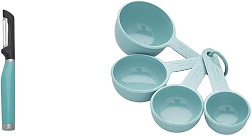 KitchenAid KE112OHAQA Classic Euro Peeler, talla única Aqua Sky 2 and KitchenAid - Juego de 4, Aqua Sky