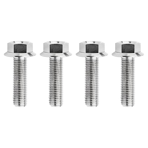 Image of Ti Screws M10 x 20 25 30 35 40 45 50 55 60 65 70 75 80 90 100mm 1.25 Pitch Titanium Flange Hex Bolt Pack of 4 (Silver, M10x35mm)
