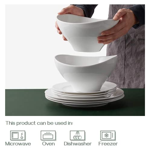 Dowan 8 Inch Large Salad Bowls, 45 Oz Ceramic Serving Bowls, White Deep Bowls Set For Salad, Pasta, Soup, Ramen, Popcorn, Noodle, Pho, Gifts For Christmas,Set Of 2 #TOP5