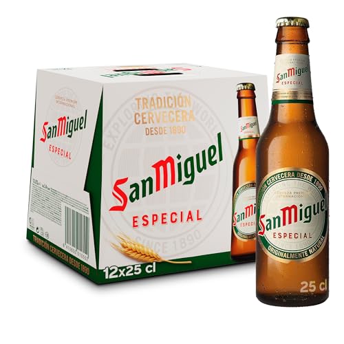 San Miguel Especial Lager, Pack 12 Botellas de 25cl, Cerveza Premium Española, Calidad Tradicional y Sabor Refrescante, 5.4% Volumen de Alcohol