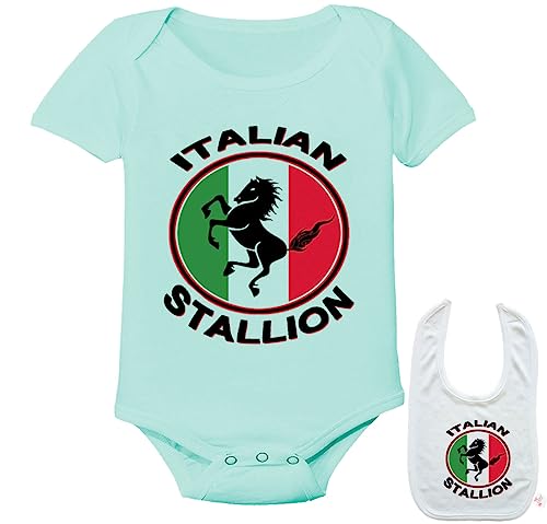 Italian Stallion Custom Printed boutique Baby bodysuit onesie & Matching bib2