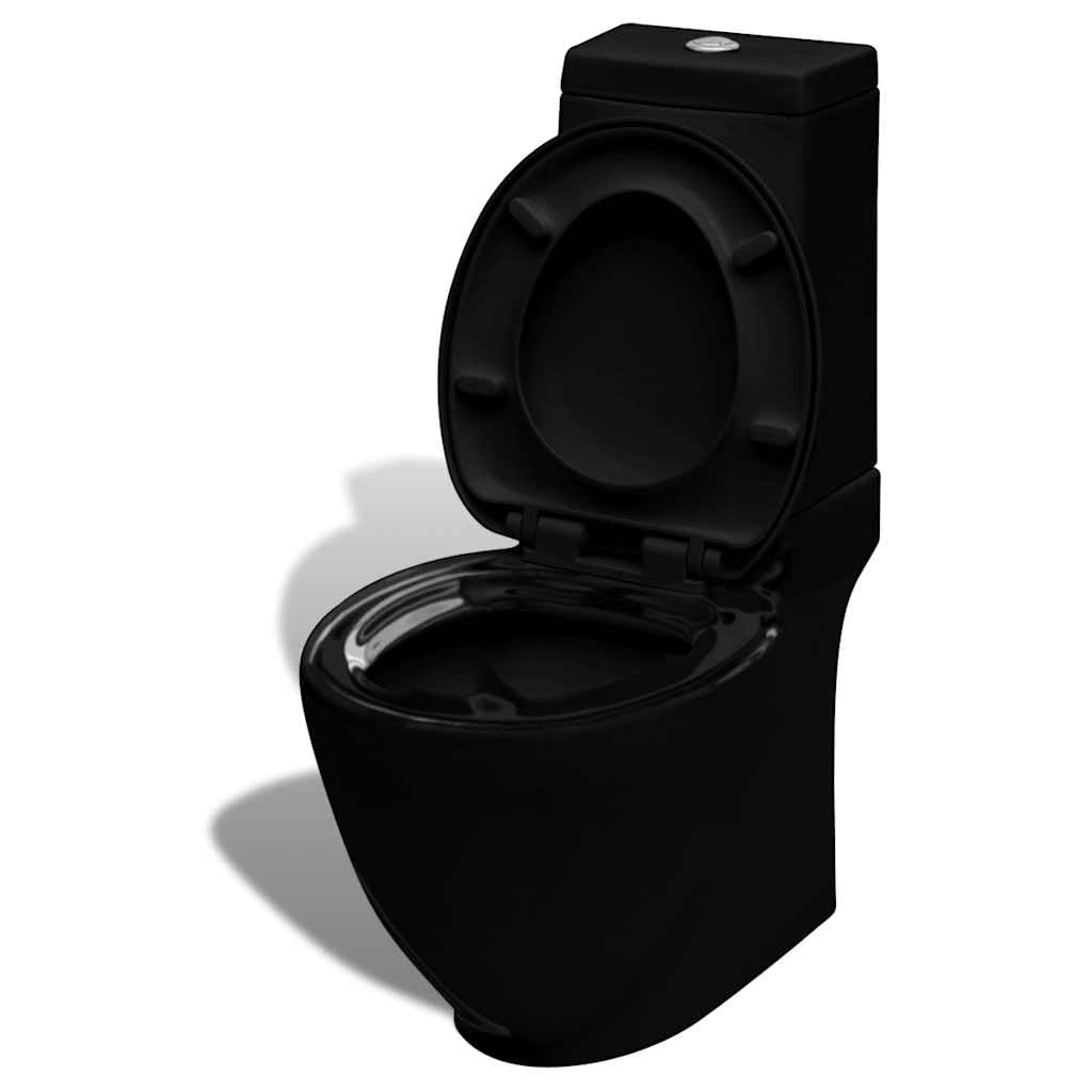 Zestaw do toalety stojącej i bidetu, czarny, ceramiczny, z podwójnym spłukiwaniem, 3/6 litra, z funkcją cichego domykania, kompletny zestaw do łazienki, toalety dla gości, do postawienia na
