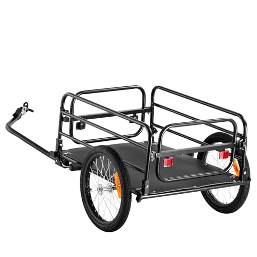 VEVOR Fahrradanhänger 72kg Tragkraft Transportanhänger faltbar und kompakt verstaubar Schnellverschluss mit Universalkupplung 40,6cm Räder sichere Reflektoren passend für 558,8-711,2mm große Fahrräder