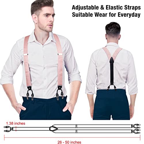 Image of DiBanGu Paisley Bow Tie and Supenders for Men Tuxedo Heavy Duty 6 Clips Suspender Adjustable Y-Shape Mens Trouser Braces