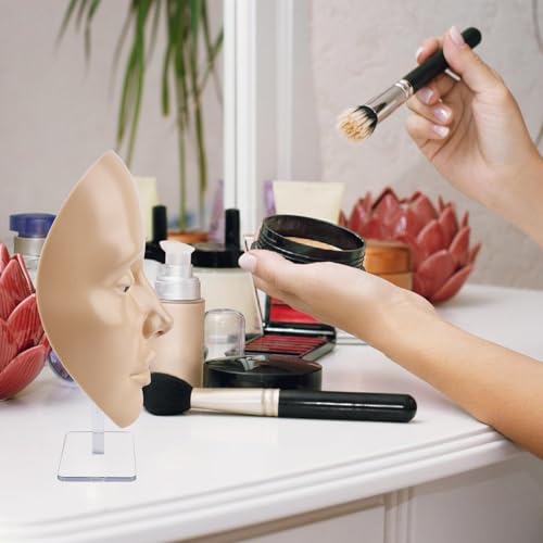 TOATELU Silikon Make-up-Übungsgesicht: Wiederverwendbare Übungskopf mit Ständer, Wimpernverlängerung, Mannequin Kopf Praxis, für Gesamten Gesichts von Gesichtsmalerei Natur