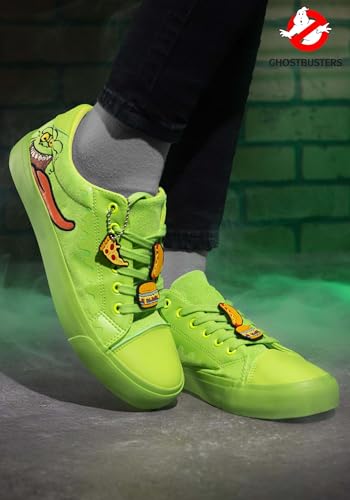 Ghostbusters Slimer Adult Sneakers - Faux Leather & Suede Shoes with Embroidered Details & Removable Charms2