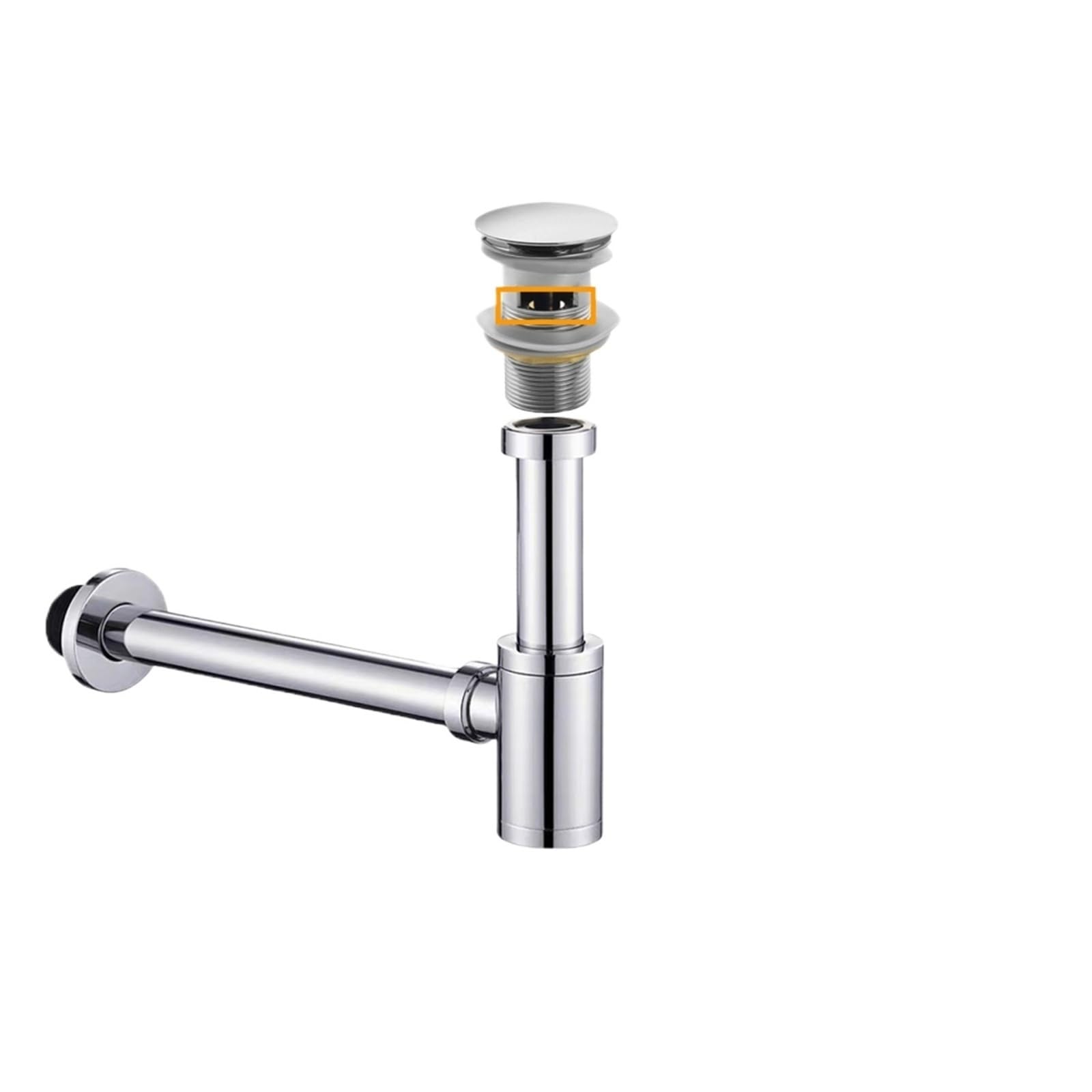 Xiehya Chrome Overflow 1 Pcs Bathroom Sink Bottle Trap Wash Basin Waste Siphon Pipe Kits Stopper Drain Fittings For Diy Tools(Chrome Overflow)