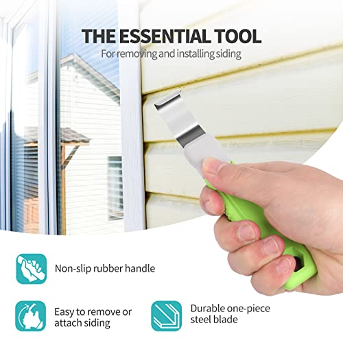 Litkiwi Vinyl Siding Removal Tool,Straight Non-Slip Grip Handled,Silicone Protective Handled,For Installation And Repair Vinyl Sidings Without Damaging Siding,Siding Zipper Tool-Green #TOP1