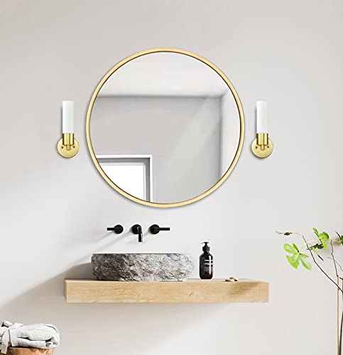 Onesto Lighting Zenda Brass Wall Sconce Lighting With Led Bulb - Bathroom Vanity Light Fixture - Modern Indoor Interior Bedroom Wall Sconces With Frosted Opal White Glass Shade #TOP7