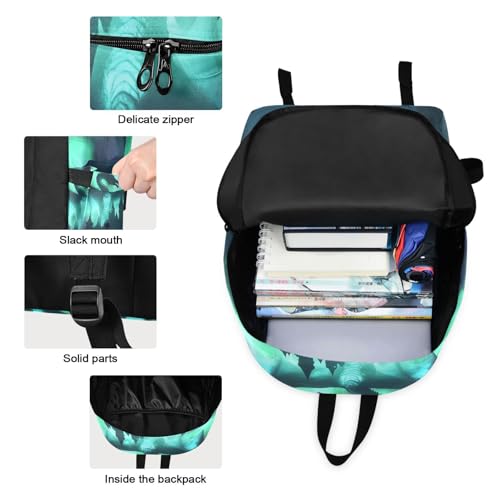 Backpack Lunch Box Set Large Capacity Travel Backpacks and Insulated Lunch Bag for Commute Hiking Picnic Aurora Dragon Print3