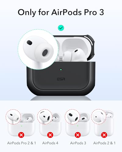 Image of ESR for AirPods Pro 3 Case, Compatible with AirPods Pro Case 3rd Generation (2025), Compatible with MagSafe, Full Drop Protection Cover with Lanyard, Black