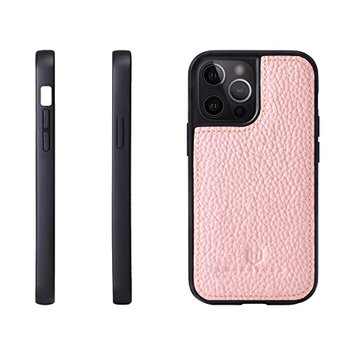 iPhone13 Pro ケース 本革 シュリンクカーフレザー 耐衝撃 ハンドメイド ギフト おしゃれ シンプル 大人可愛い メンズ レディース スマホケース ピンク SPG-13Pro-Pink