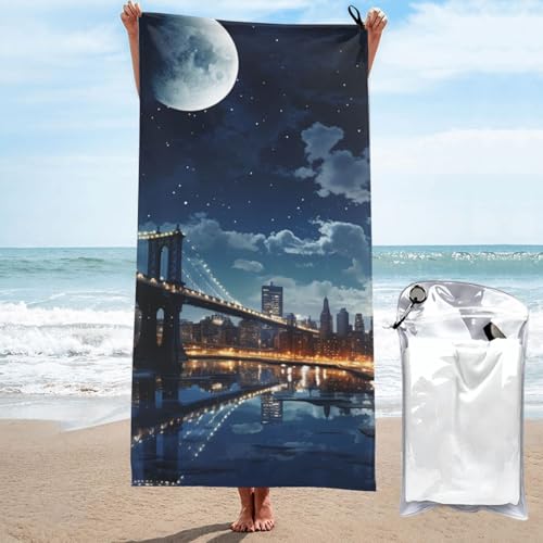 SDTYKHJ Serviette de plage légère en microfibre - Anti-sable - Séchage rapide - Absorbante - Pour le camping, le camping, la ville de New York, la ville de...