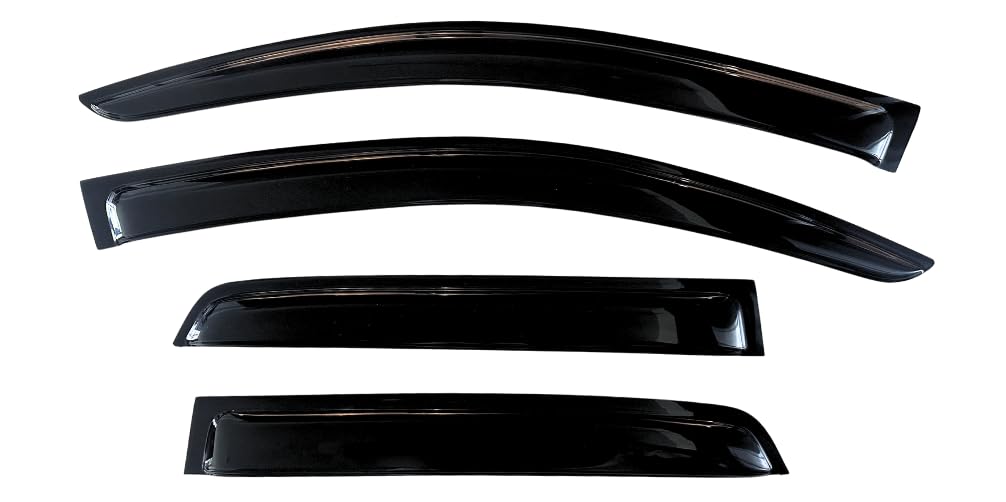 KPY Window Visor Compatible with 2017-2023 Nissan Titan Crew Cab & 2016-2023 Nissan Titan XD Crew Cab, 4PC Rain Guard Side Window Vent Deflectors Tape-On Style, 2016 2017 2018 2019 2020 2021 2022 2023