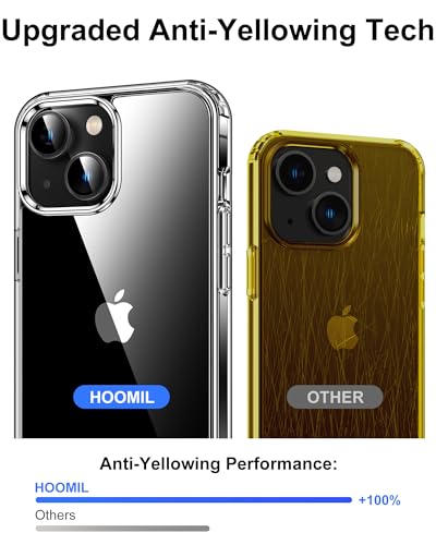 Image of HOOMIL Case for iPhone 15 Pro Max 6.7-Inch, Anti-Yellowing, Drop Protection, Anti-Scratch Transparent Hard Back Phone Cover (Black)