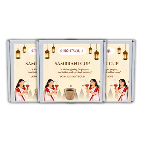 Amrutvayu Loban Sambrani Havan Cups for Pooja 36pcs Pack of 3 | Loban Sambrani Cup with Ntaural Resin | No Charcoalm Bamboo Less | Sambrani Dhoop Cup Natural & Traditional