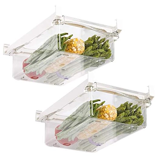 HOMEREFORM 2-pack kylskåpsförvaringslådor med handtag, utdragbar kylskåpslåda organisatör, kylskåp hyllhållare förvaringslåda för matdrycker, passar för kylhylla under 1,5 cm