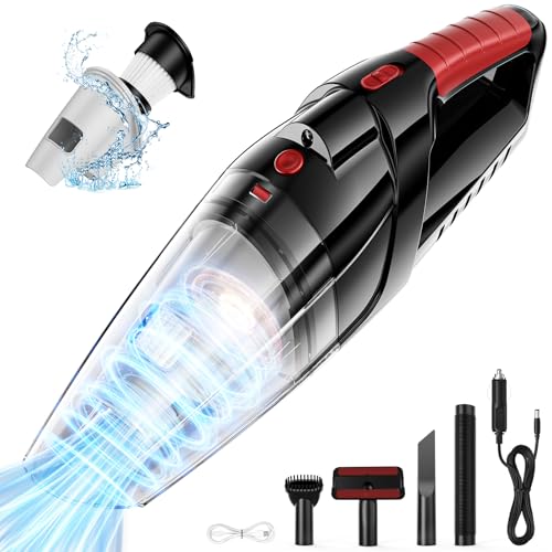 Image of Vacuum Cleaner for Car Use, 9500PA Cordless Vacuum Cleaner for Home Use Wet and Dry, 3 Powered Modes by 6000mAh Battery & 12V DC Car Port & USB Charging, Lightweight, LED Light, HEPA Filter