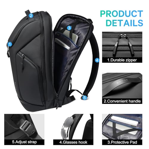 Image of FUTURE AESTHETICS Business Commute Backpack for Men and Women, Waterproof 15.6 Inch Laptop Backpack, Durable Flight-Approved Travel Backpack for Work /College, Black