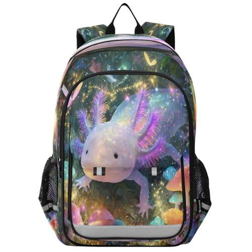 Sac à dos ordinateur portable enfants avec motifs axolotl et champignon