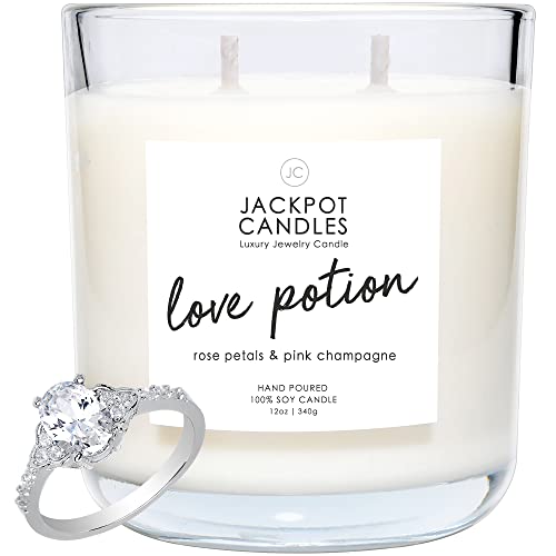 Jackpot Candles Love Potion Candle with Ring Inside (Surprise Jewelry Valued at 15 to 5,000 Dollars) Ring Size 9