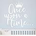 Once Upon a time with Crown Wall Sticker Art Vinyl Home Quote Decals for Kids Girl Princess Room Nursery Decoration House Interior Design YMX38 (White, 42X38CM)